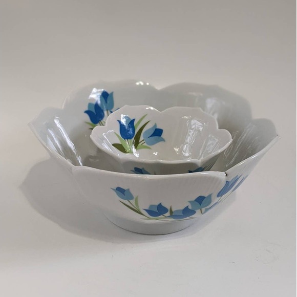 Vintage 60's 70's Flower Power Lotus Bowl Set, Japanese Nesting Lotus Bowls - Picture 2 of 10